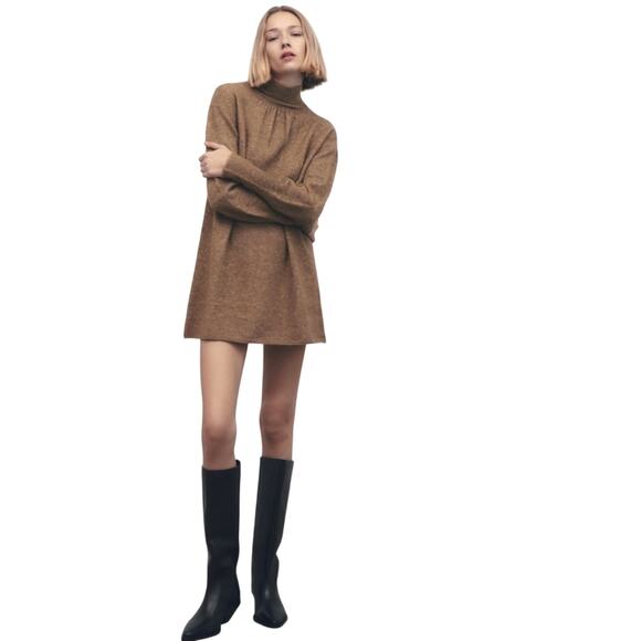 ZARA Knit Sweater Wool Blend Oversized Dress - Picture 2 of 9